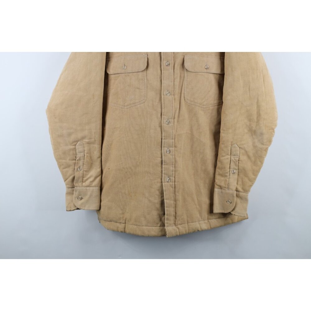 Vtg 70s Streetwear Mens Large Distressed Quilted Corduroy Shirt Jacket Jac Shirt - Picture 3 of 16